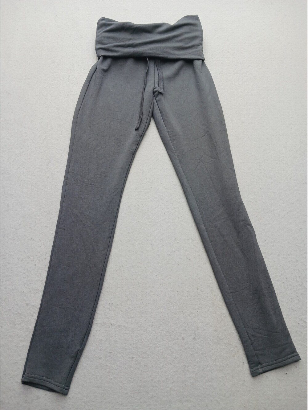 Fabletics Women's Leggings Size L Grey Yoga Fold-Over Waistband Full Length